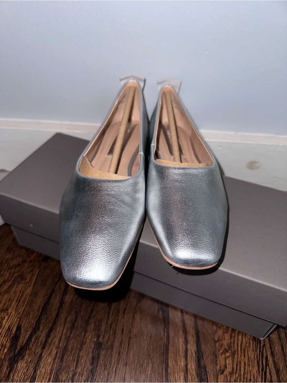 Franco Sarto Vana Silver Metallic Square-Toe Ballet Flats - Picture 3 of 12